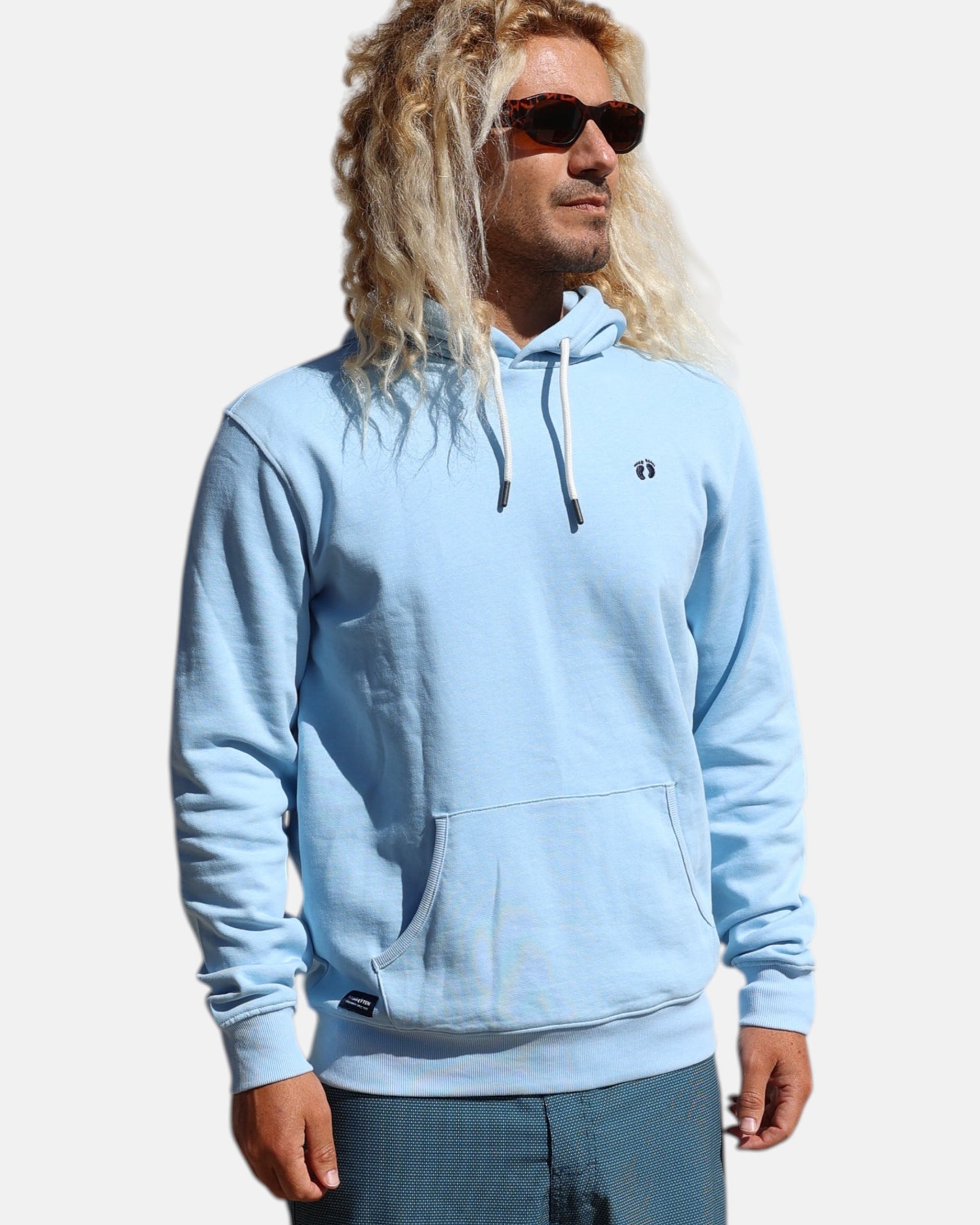 Good Vibes Retro Organic Cotton Hoodie - Powder Blue