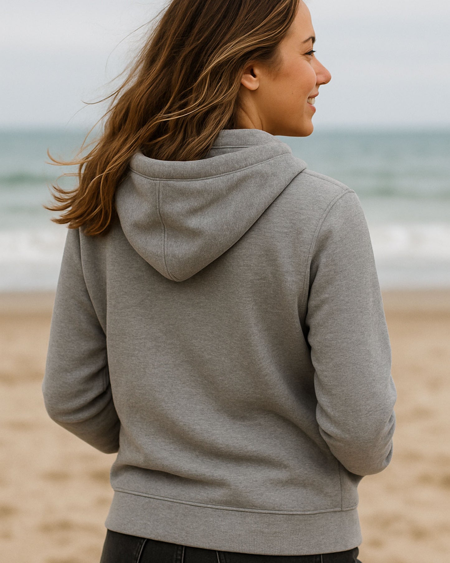 Zip Organic Cotton Hoodie - Heather Grey W