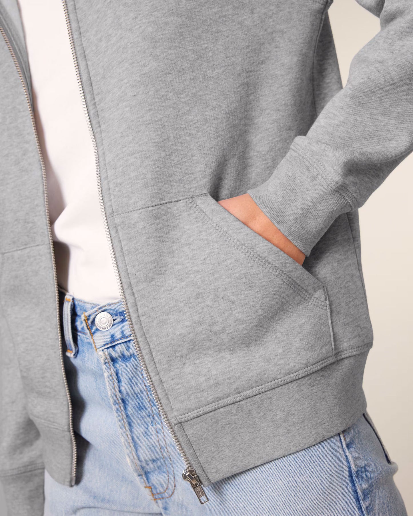 Zip Organic Cotton Hoodie - Heather Grey W