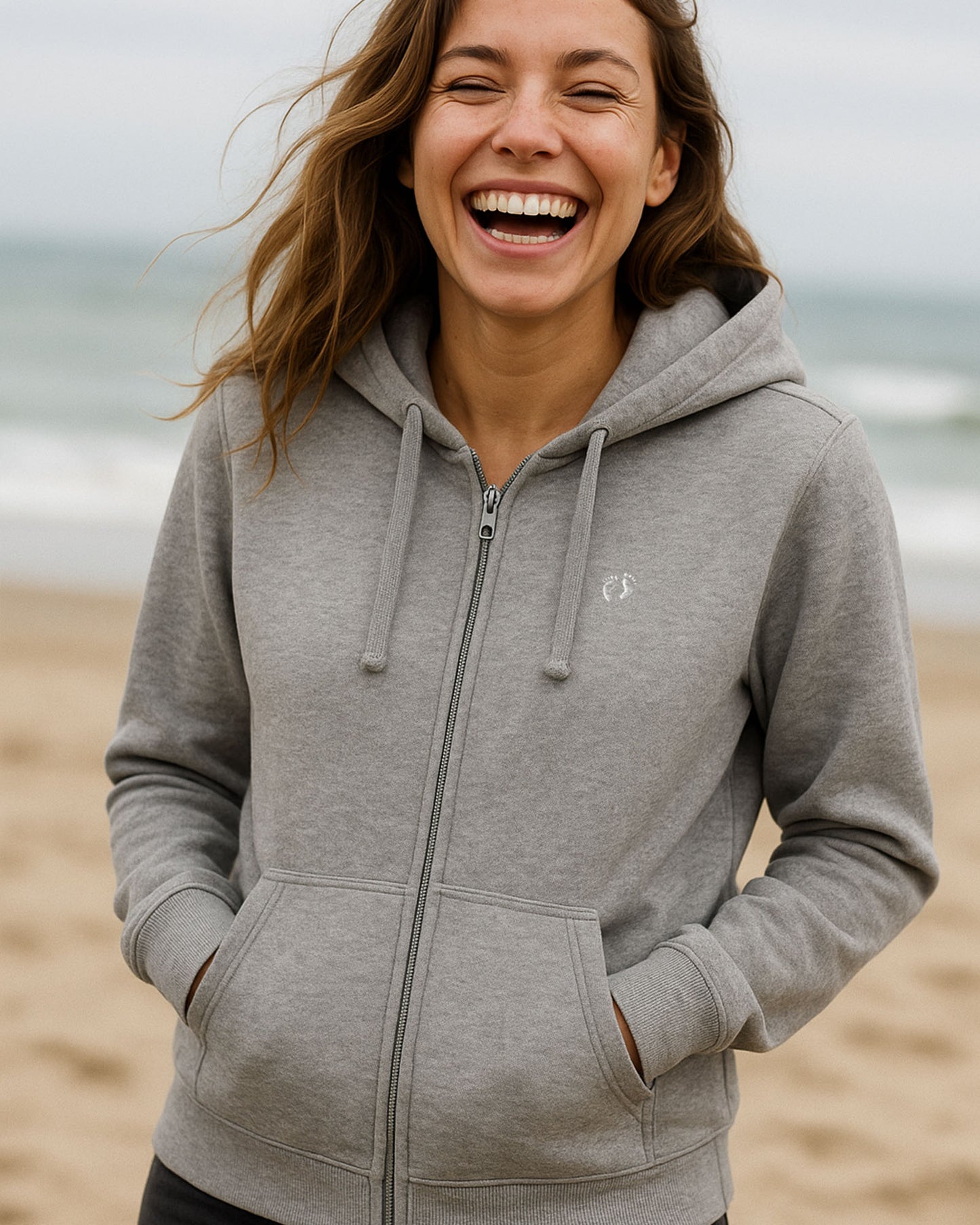 Zip Organic Cotton Hoodie - Heather Grey W