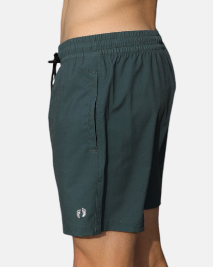 Swim hybrid shorts with inner tights - Green kahki