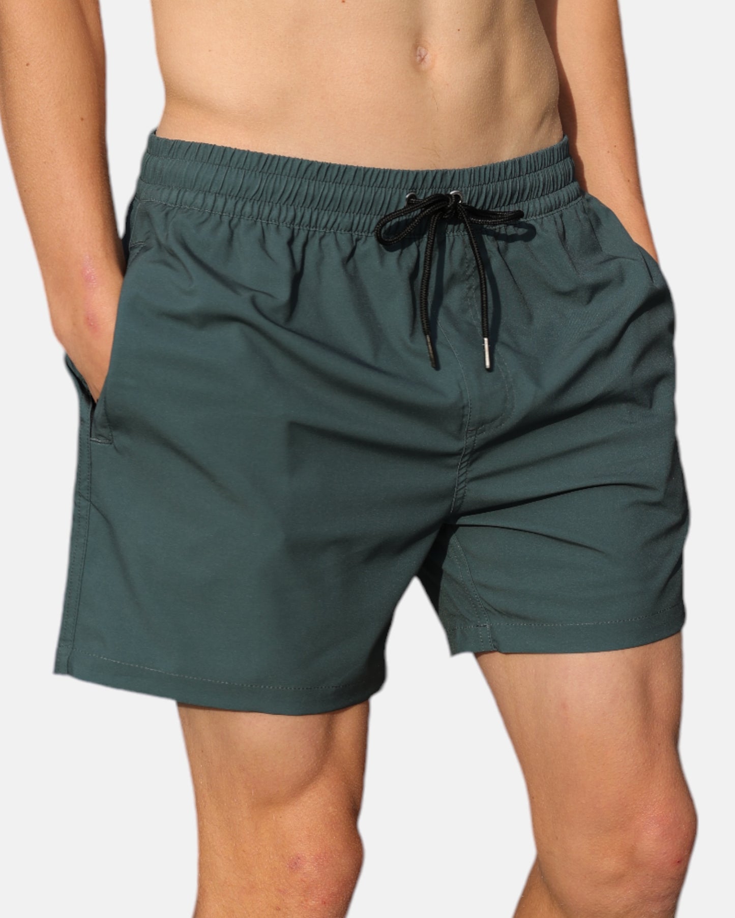 Swim hybrid shorts with inner tights - Green kahki