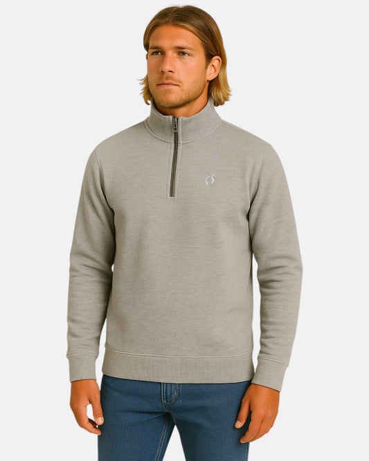Quarter Zip Sweatshirt - Heather Grey M