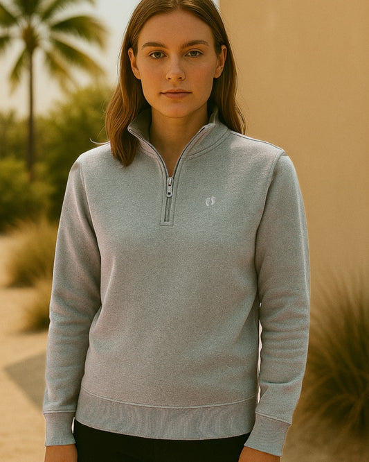 Quarter Zip Sweatshirt - Heather Grey W
