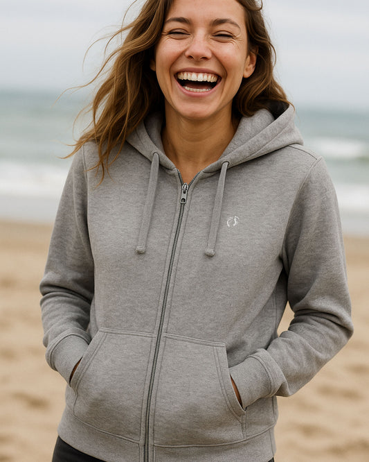 Zip Organic Cotton Hoodie - Heather Grey W