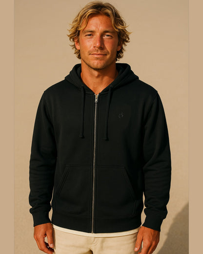 Zip Organic Cotton Hoodie - Black