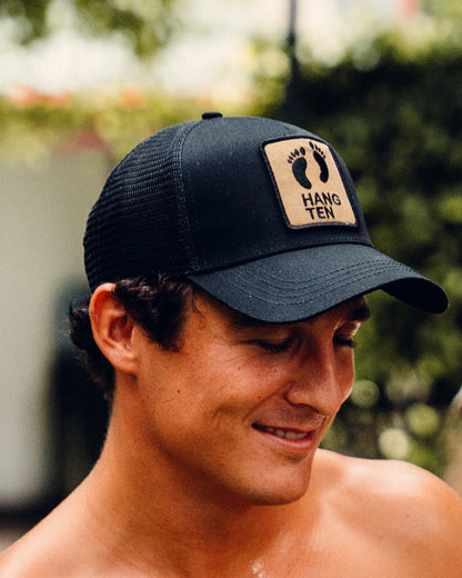 Hang Ten Gold Trucker Cap - Black