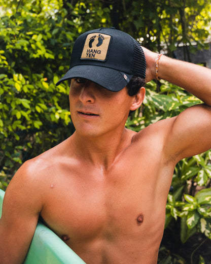 Hang Ten Gold Trucker Cap - Black